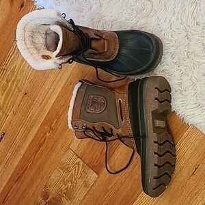 Olive Brown Shearling Sperry Men's Ice Bay Tall Boot Size 9. Waterproof Warm!